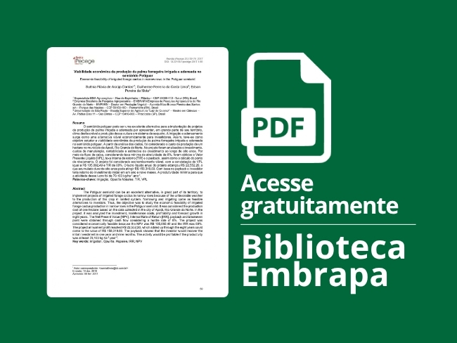 Viabilidade econômica da produção de palma forrageira irrigada e adensada no semiárido Potiguar