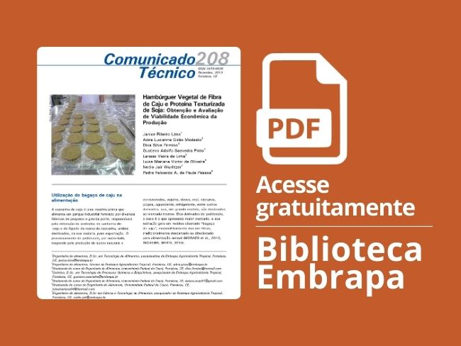 hambúrguer vegetal de fibra de caju e proteína texturizada de soja obtenção e avaliação de viabilidade econômica da produção