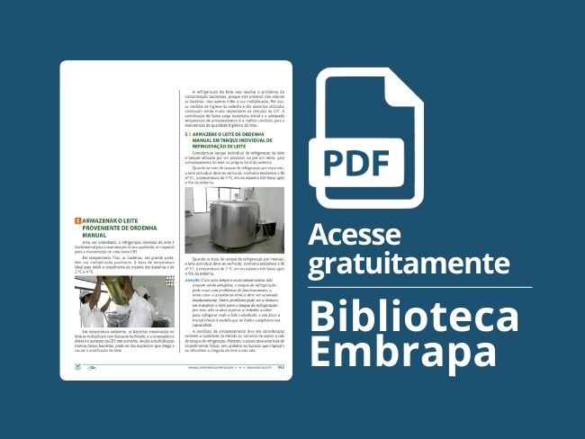 Armazenar o leite proveniente de ordenha manual