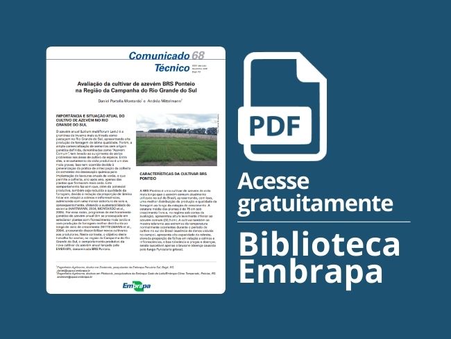 Avaliação da cultivar de azevém BRS Ponteio na região da campanha do Rio Grande do Sul