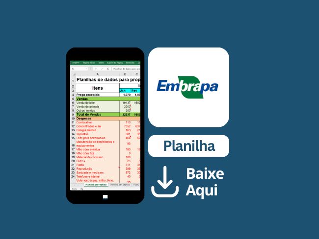Planilha de dados para propriedades Leiteiras