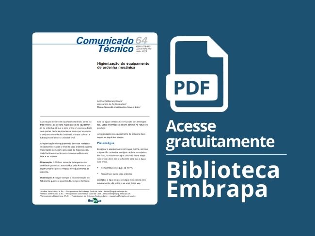 Higienização do equipamento de ordenha mecânica