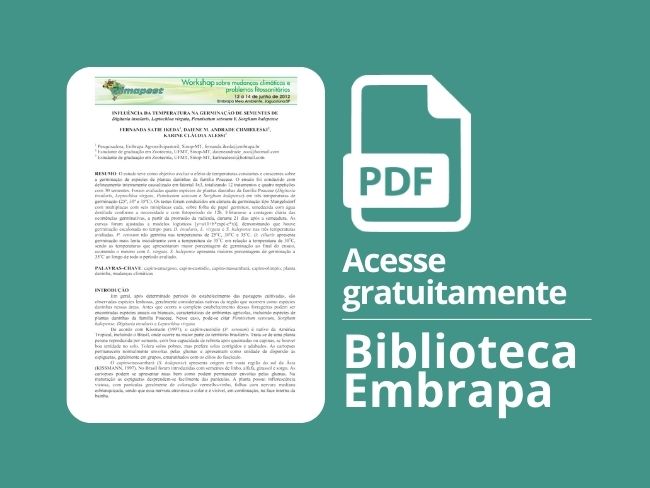 Influência da temperatura na germinação de sementes de Digitaria insularis, Leptochloa virgata, Pennisetum setosum e Sorghum halepense
